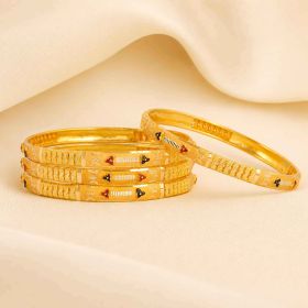 Traditional Floral Motif Gold Bangles