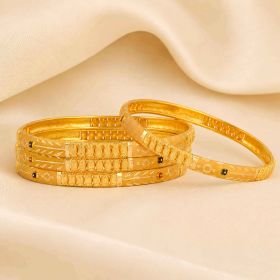 Regal Floral Pattern Gold Bangles