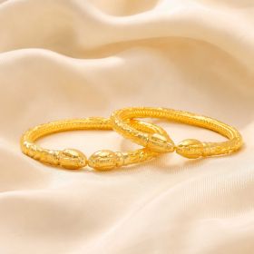 Intricate Textured Gold Kada Bangles