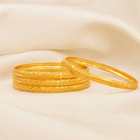 Classic Geometric Pattern Gold Bangles