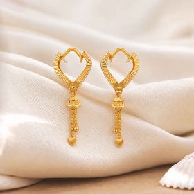 Heart Tassel Design Gold Earrings