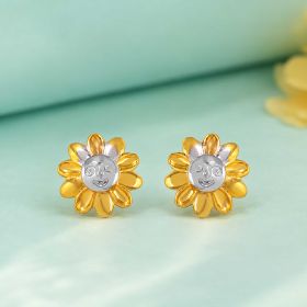 Dual Tone Sunflower Gold Earrings