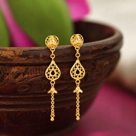 Artistic Teardrop Gold Earrings