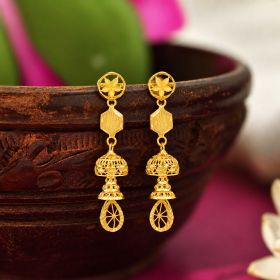 Artistic Jhumka Drop Gold Earrings