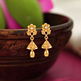 Flower Bell Design Gold Earrings