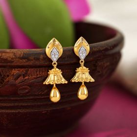 Floral Bell Teardrop Gold Earrings