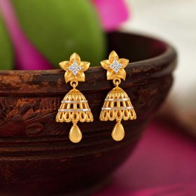 Petal Bloom Gold Jhumka Earrings