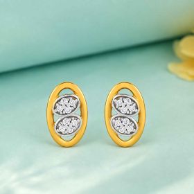 Twin Petal Oval Gold Earrings