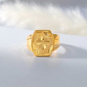 Geometric Cross Design Gold Ring