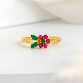 Vibrant Floral Cluster Gold Ring