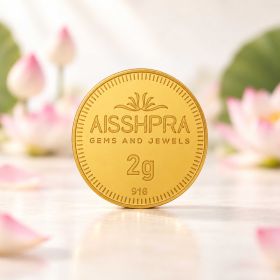 Aisshpra 2 gm Gold Coin or Bar in 22 Karat (916 Purity) Ideal for Gifting or Personal Investment