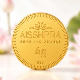 Aisshpra 4 gm Gold Coin or Bar in 22 Karat (916 Purity) Ideal for Gifting or Personal Investment