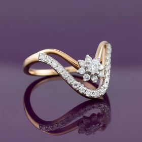 Pave Set V Shaped Diamond Ring