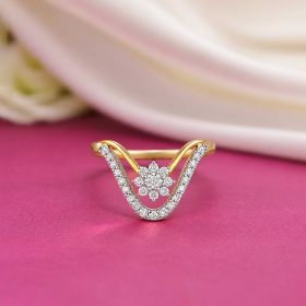 Pave Set V Shaped Diamond Ring
