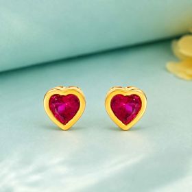 Crimson Heart Gold Earrings