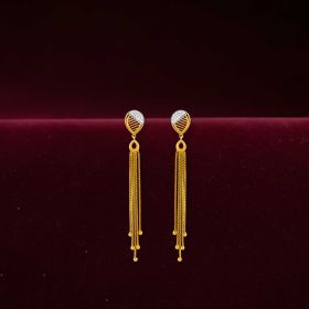 Gleaming Bead Gold Drop Earrings