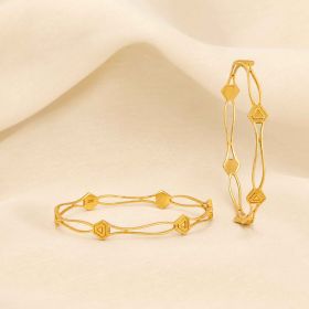 Elegant Geometric Link Gold Bangles