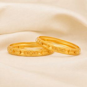 Floral Cutwork Gold Bangles