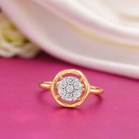 Floral Twist Halo Set Diamond Ring