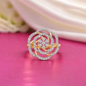 Symmetric Petal Loops Diamond Ring