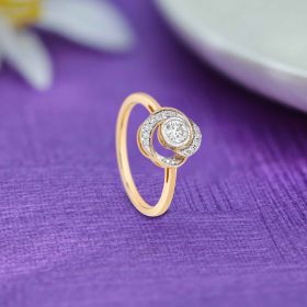 Swirling Floral Knot Motif Diamond Ring