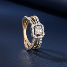 Square Shaped Baguette Cluster Diamond Ring