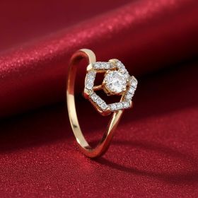 Hexagon Framed Diamond Ring
