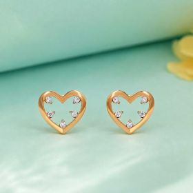 Pear Sparkle Heart Rose Gold Earrings