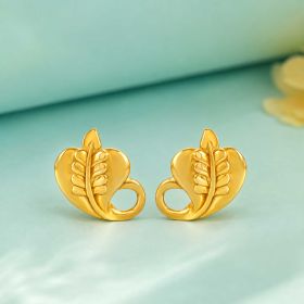 Swirling Leaf Gold Earrings