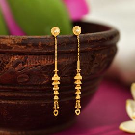 Traditional Tiered Gold Sui Dhaaga Earrings