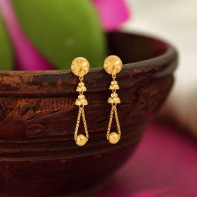 Ornate Bell Gold Drop Earrings