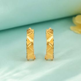 Textured Cut Gold Hoop Earrings