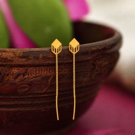 Modern Geometric Gold Sui Dhaaga Earrings