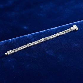 Engraved Detailing Silver Bracelet 