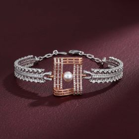 Delicate Rectangular Frame Silver Bracelet