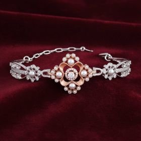 Symmetrical Floral Motifs Silver Bracelet