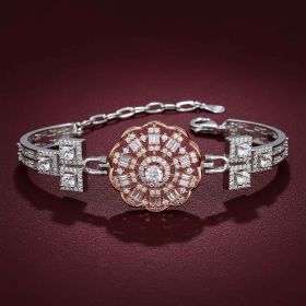 Cluster-Set Brilliance Silver Bracelet