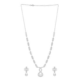 Teardrop Dangle Infinity Shaped Silver Necklace Set