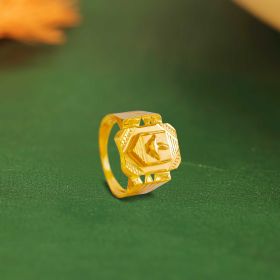 Geometric Detailing Gold Ring