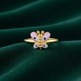 Playful Butterfly Motif Gold Ring