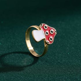 Whimsical Mushroom Motif Gold Ring