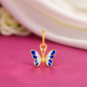 Blue Flutter Butterfly Gold Locket