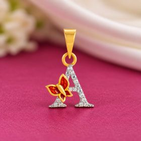 Crimson Butterfly Alphabet A Gold Locket