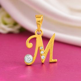 Sparkling Alphabet M Gold Locket