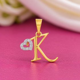 Charming Heart Alphabet K Gold Locket