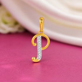 Graceful Sparkle Alphabet P Gold Locket