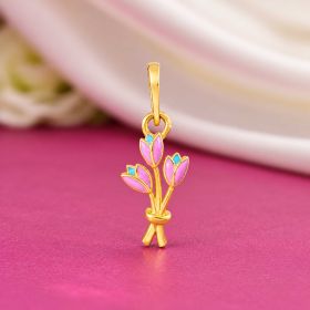 Pink Tulip Bouquet Gold Locket