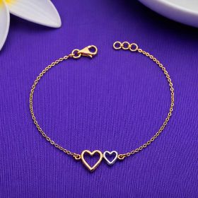 Dual Heart Motif Gold Bracelet