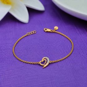 Sparkling Heart Curve Gold Bracelet