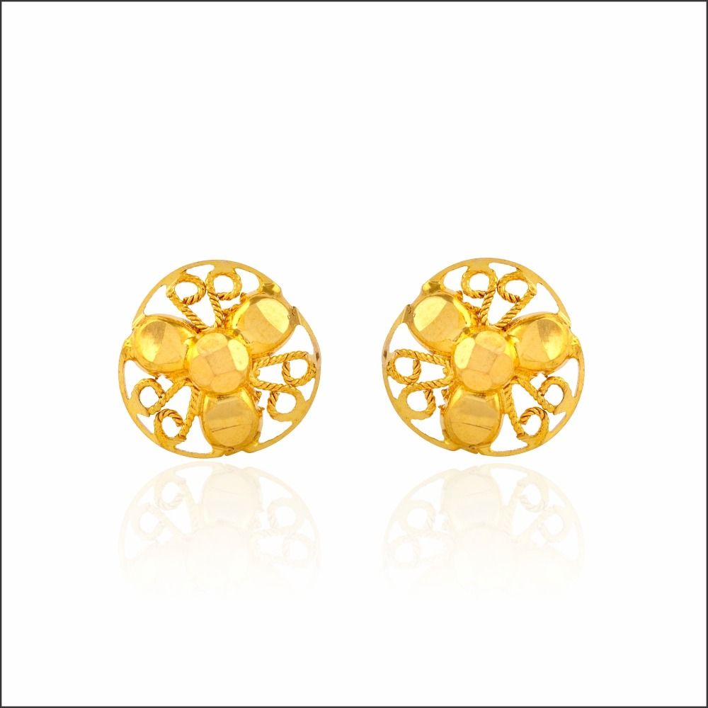 Mesmerising Blooms Yellow Gold Stud Earrings